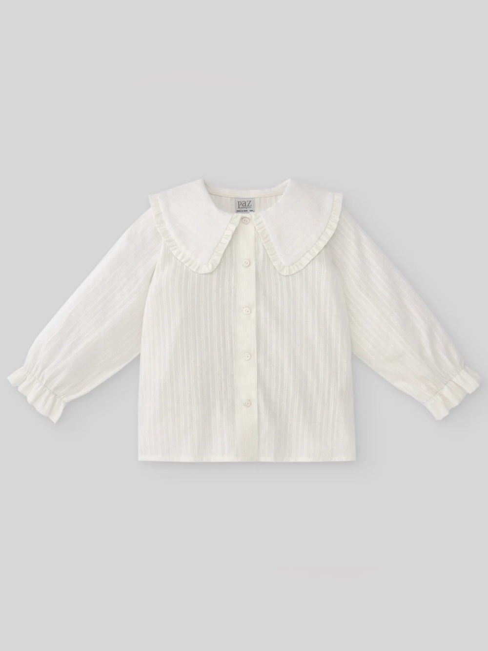 NWT PAZ RODRIGUEZ Long Sleeve White Woven Puccini Blouse- 5